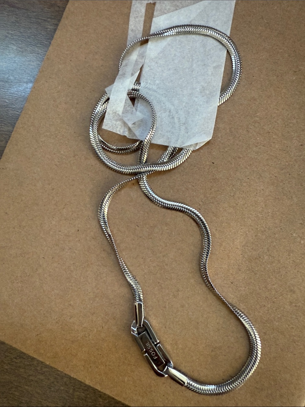 Fossil stainless steel snake necklace chain piece